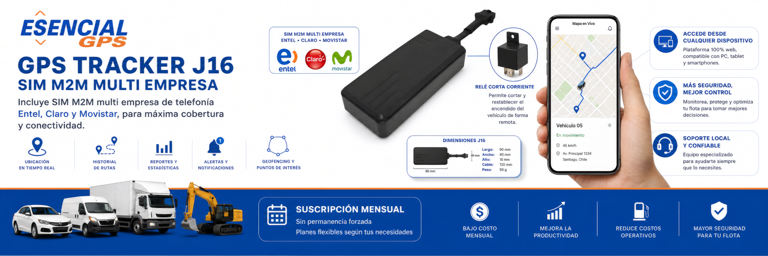 GPS Tracker J16 SIM M2M Multi Empresa